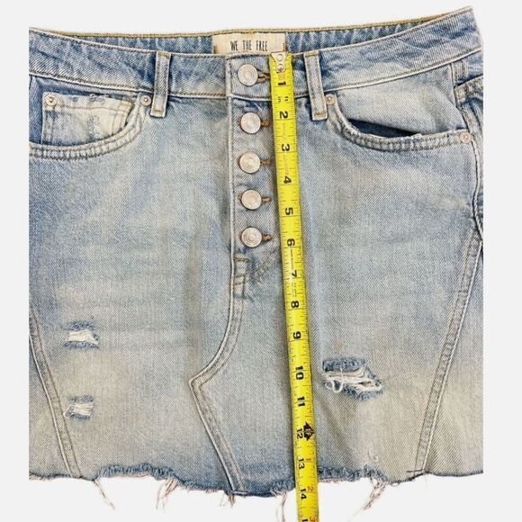 We The Free | FP Denim Mini Distressed Skirt Button Fly Medium Wash | 27 - Picture 5 of 5